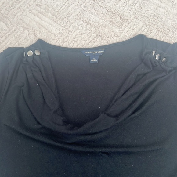 Banana Republic black long sleeve top cowl neck with button detail Size Small - Picture 3 of 16